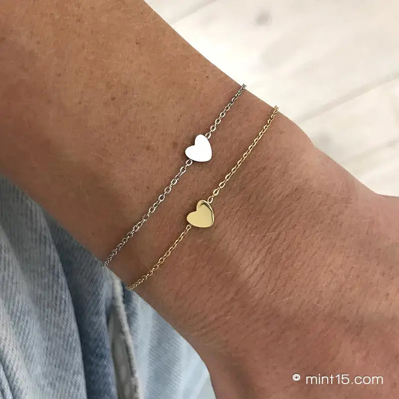 Bracelet fin coeur argent
