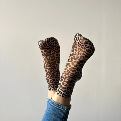 Chaussettes fines léopard