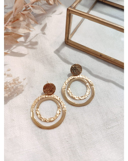 Boucles d'oreilles double anneaux dorés