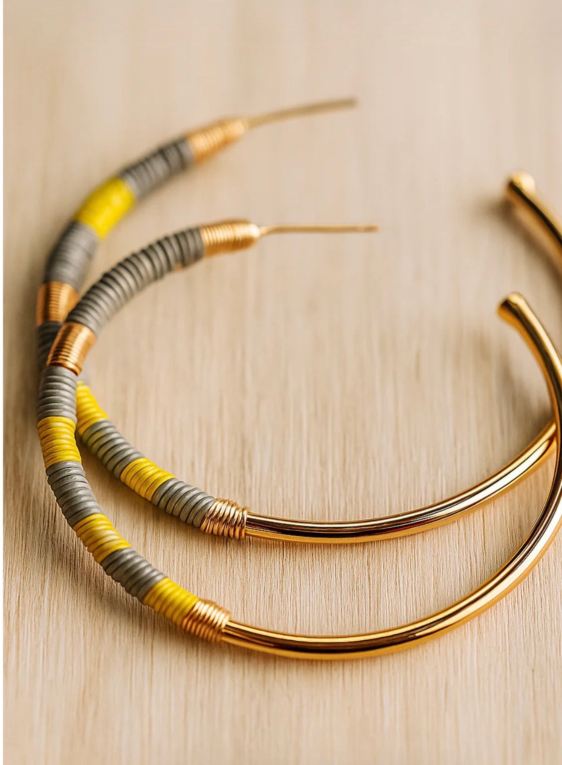 Créoles Hoops - jaune et gris
