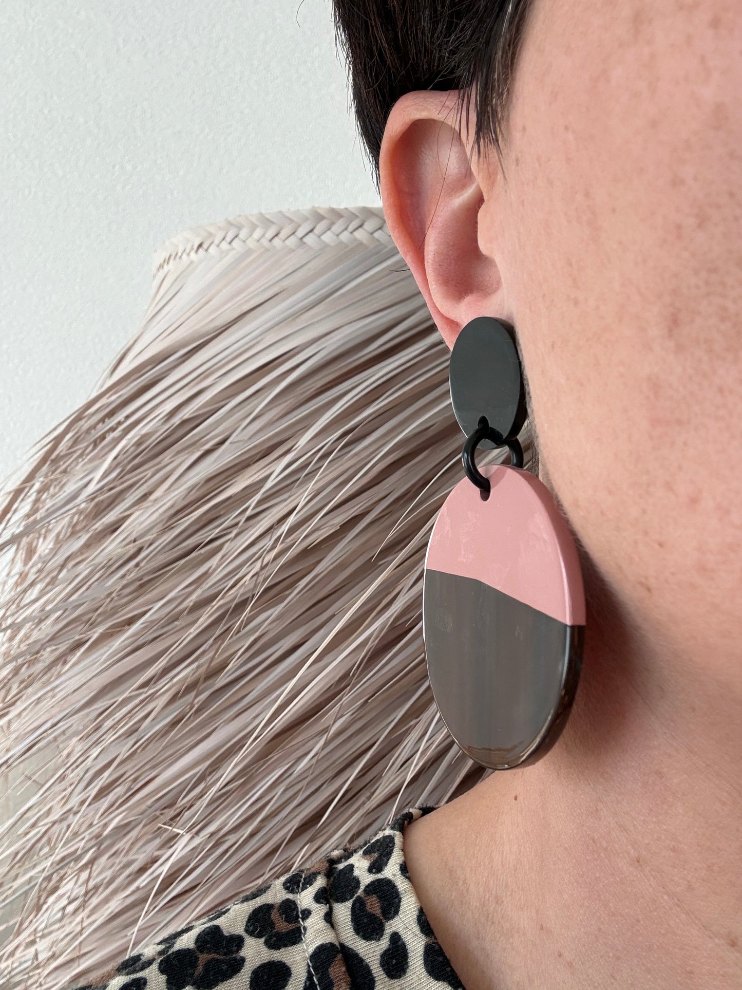 Boucles d'oreilles vieux rose et marron