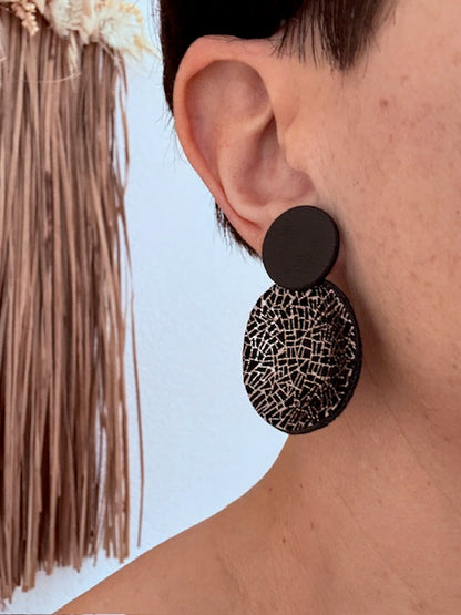 Boucles d'oreilles en cuir noires