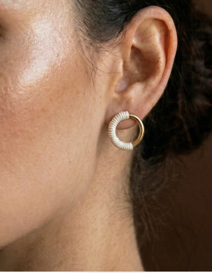 Minis créoles Stud - Base argent et fil noir
