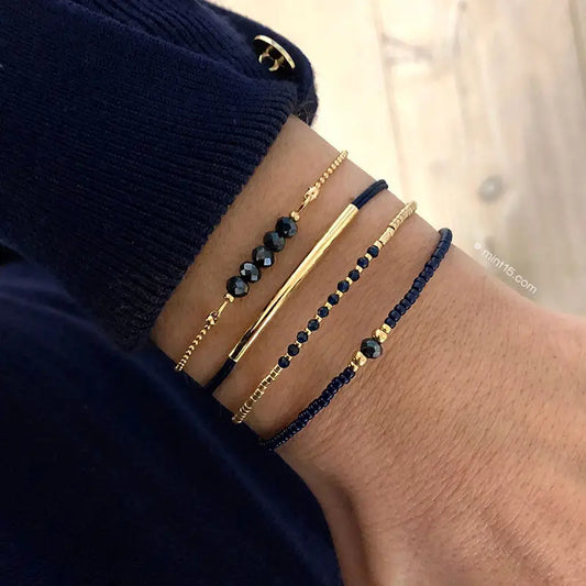 Set de 4 bracelets navy et dorés
